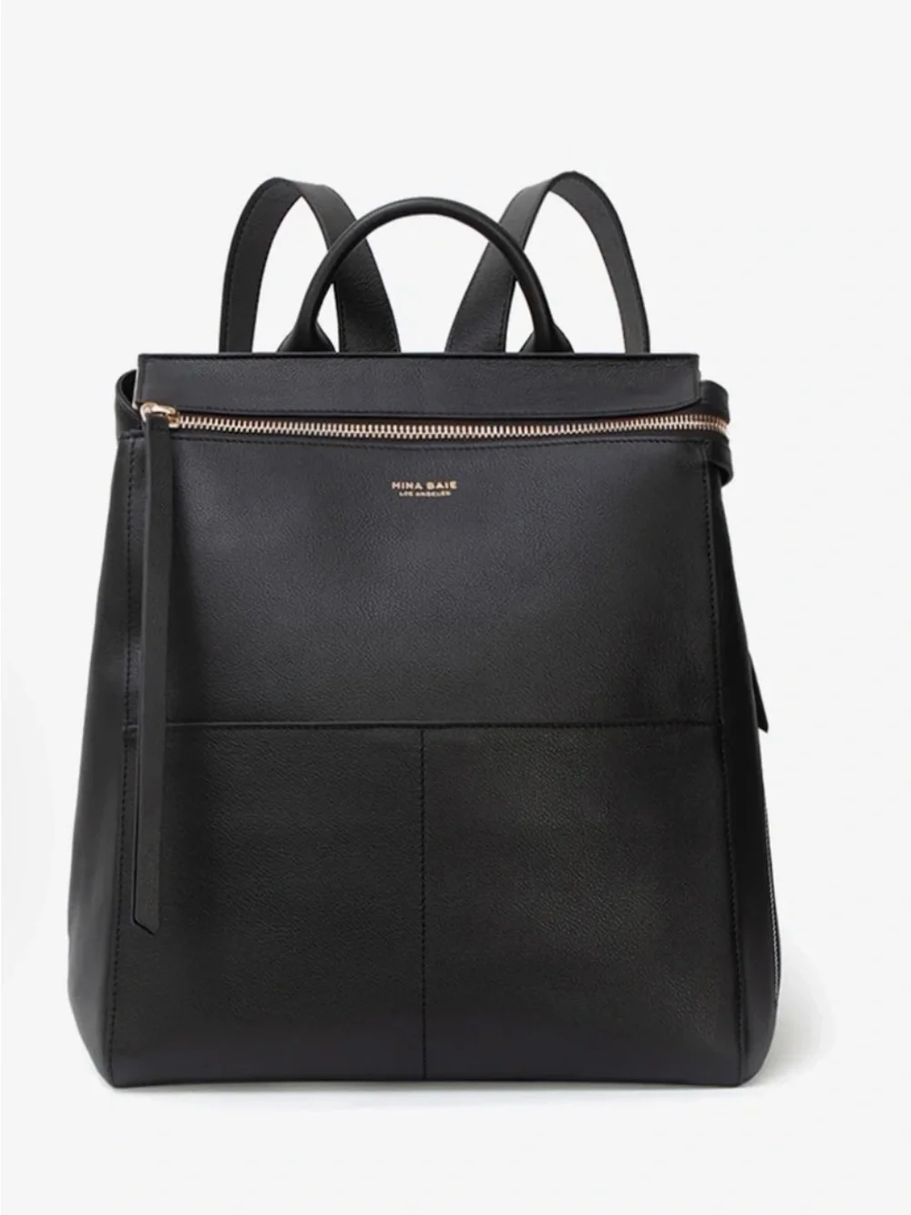 MINA BAIE Harper Backpack Leather Midi Black/Gold